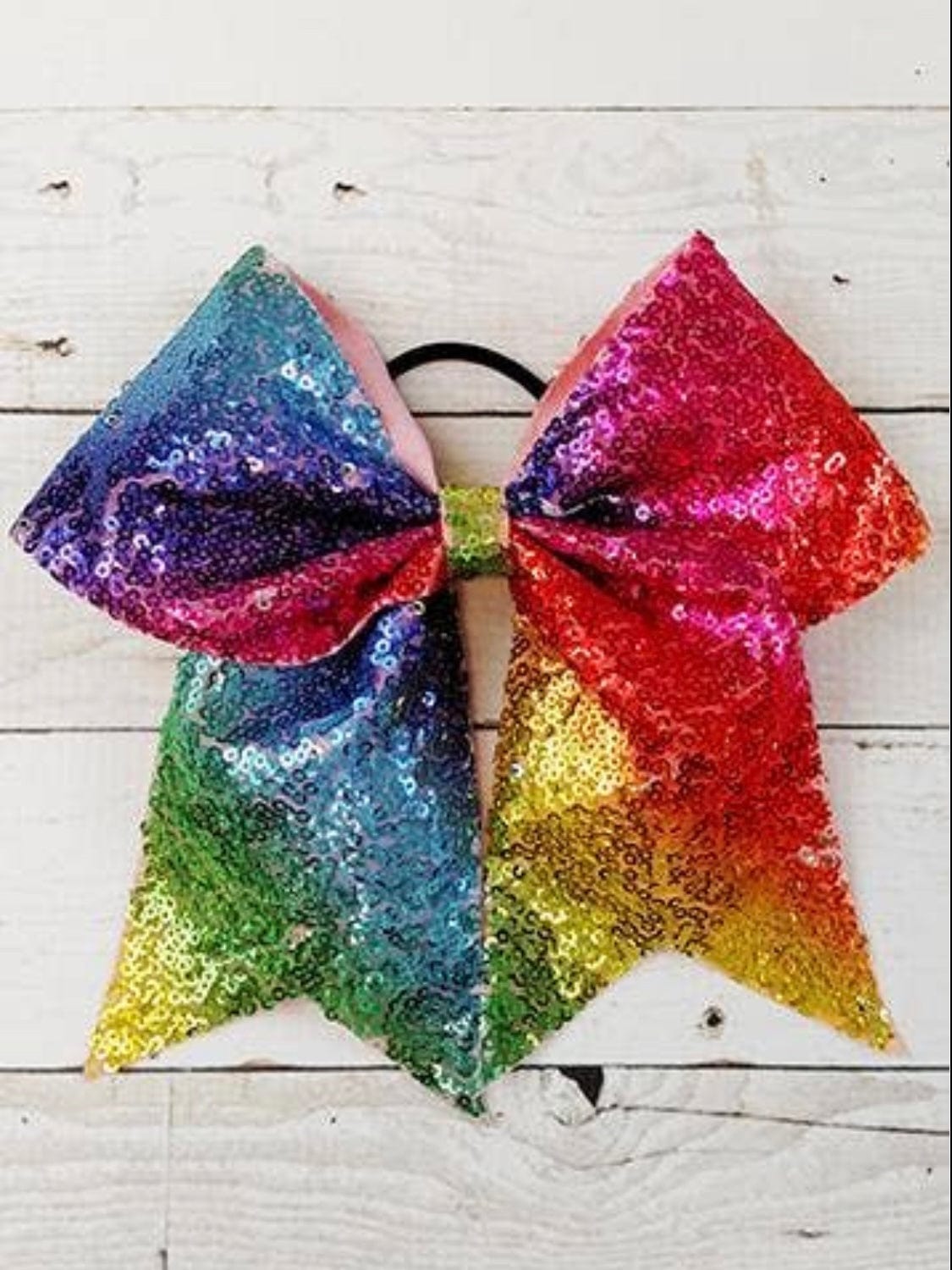 Girls Rainbow Sequin Cheer Bow – Fashionably, BBK!