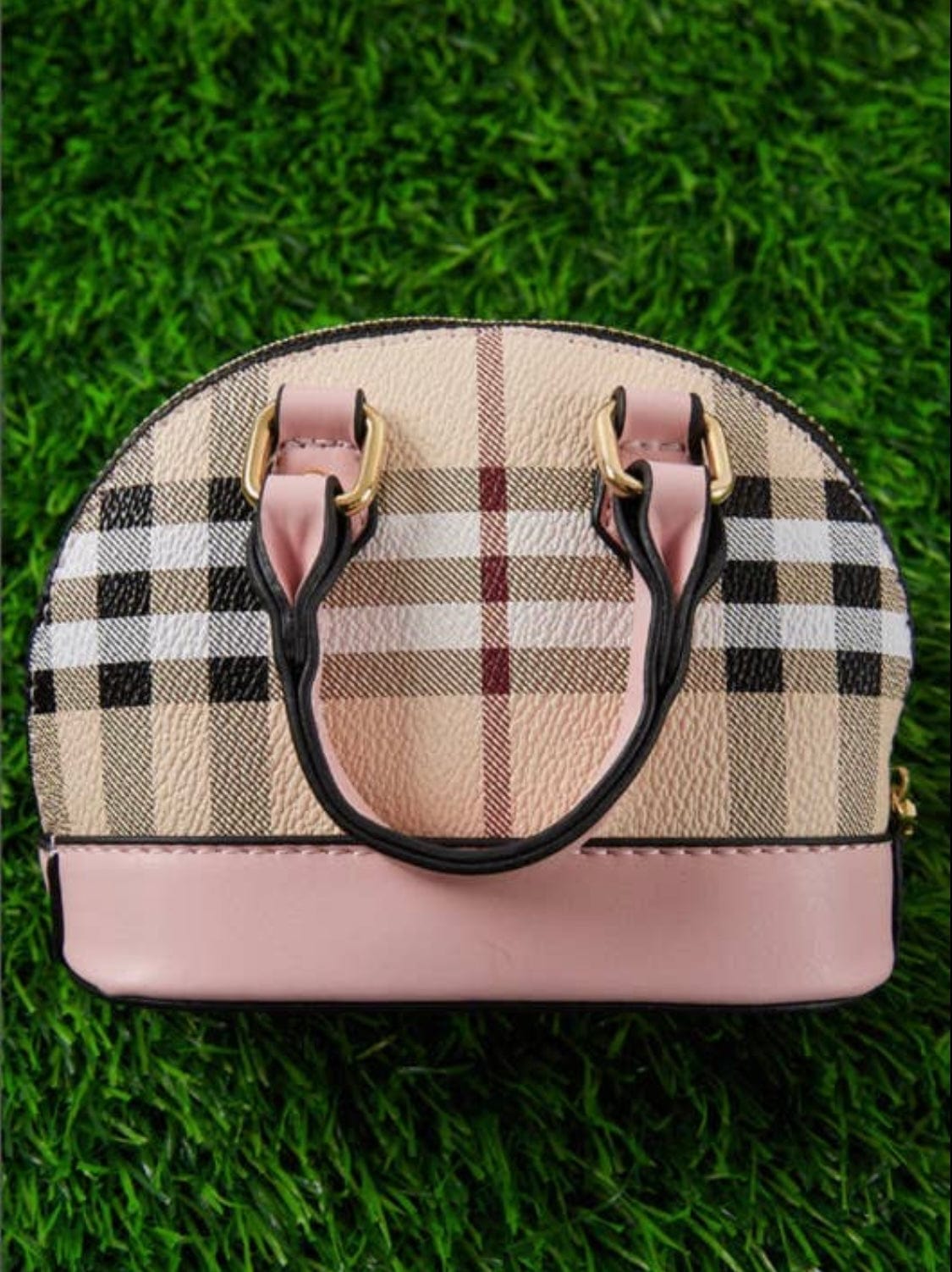 Pink best sale plaid bag