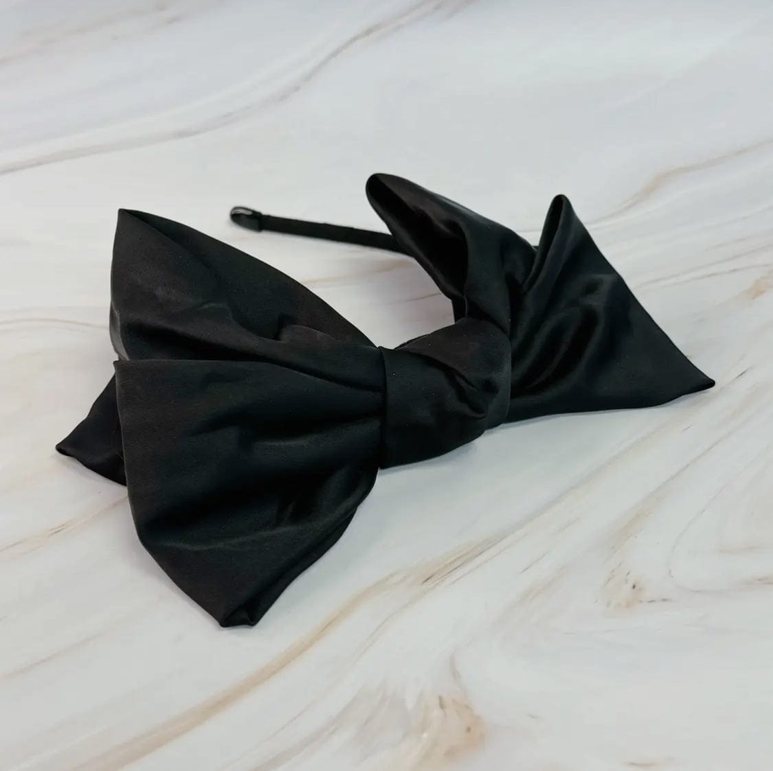 Fashionably, BBK! Headband Classic Black Satin Bow Headband