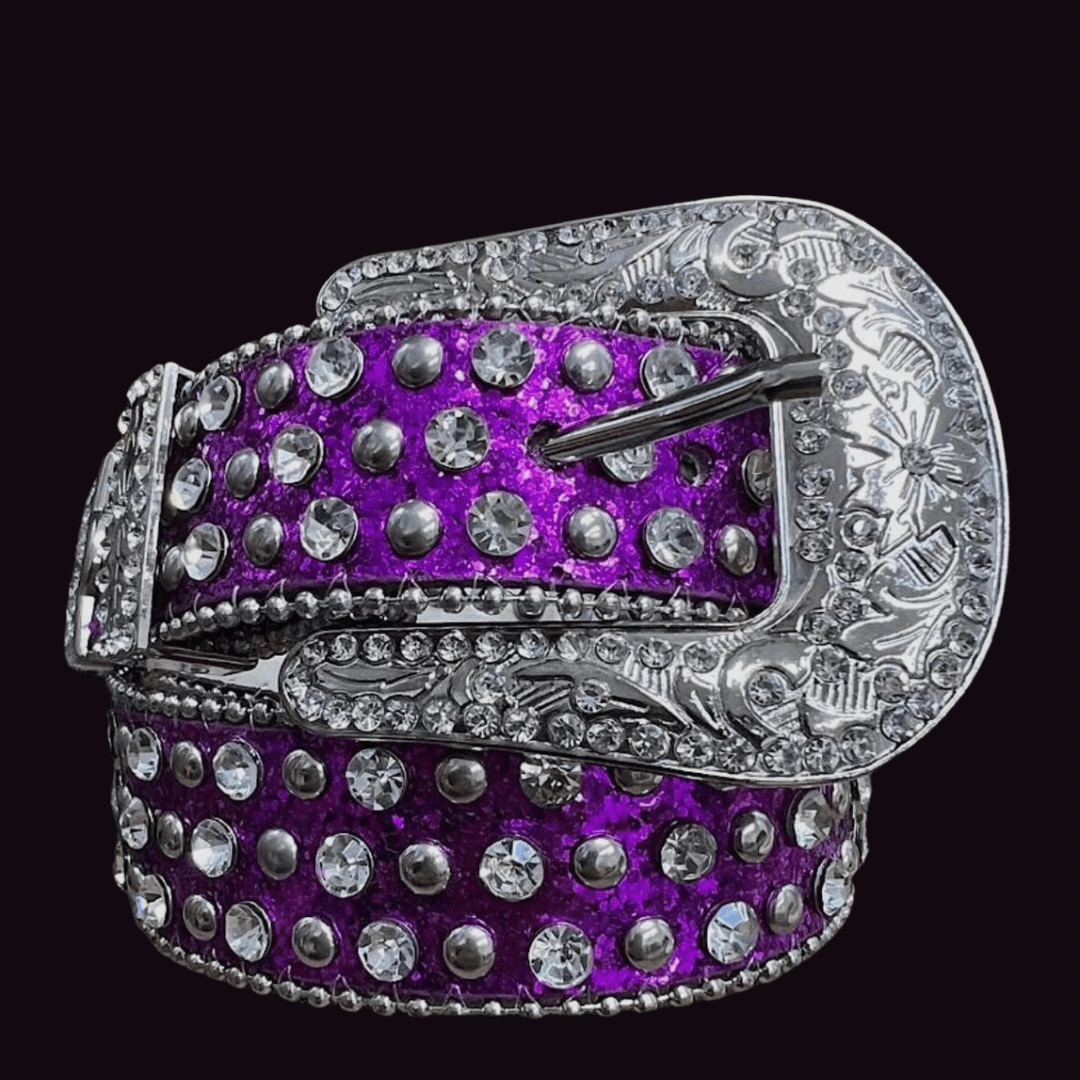 Fashionably, BBK! Accessories Girls Purple Glitter Rhinestone Belt
