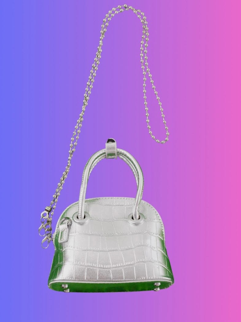 Fashionably, BBK! Girls Embossed Mini Silver Top Handle Bag