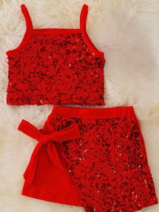 Fashionably, BBK! Sparkling Red Sequin Matching Set