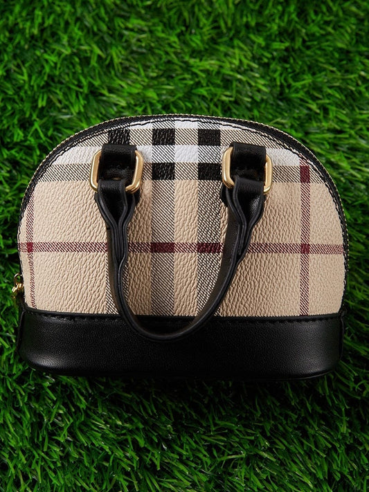 Fashionably, BBK! Handbags Girls Black Plaid Mini Purse