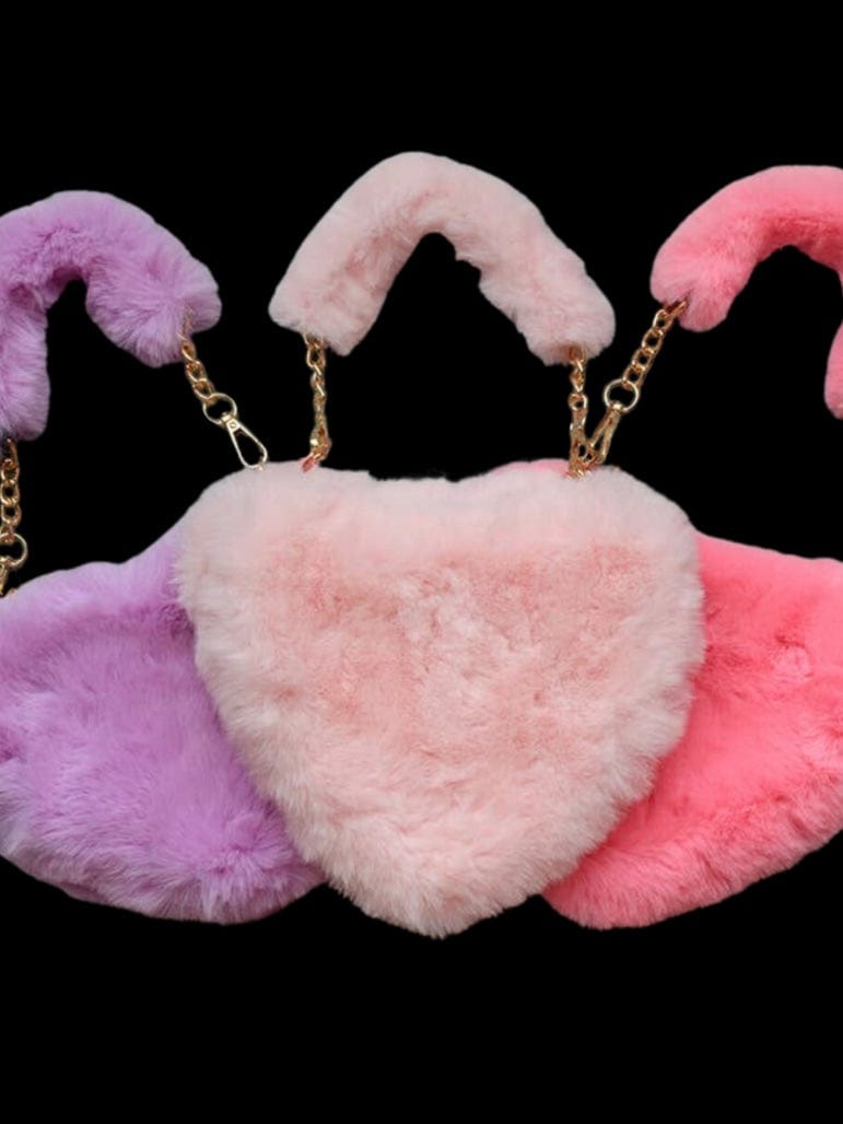 Fashionably, BBK! Heart Me Faux Fur Crossbody Bag