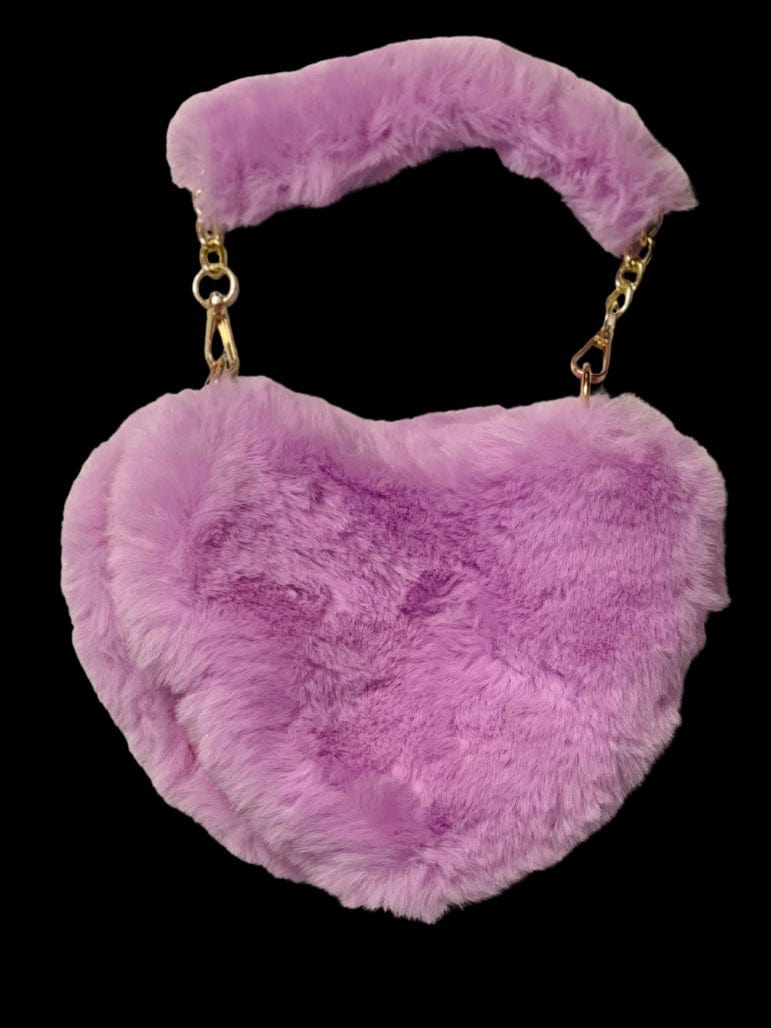Fashionably, BBK! Lavender Heart Me Faux Fur Crossbody Bag