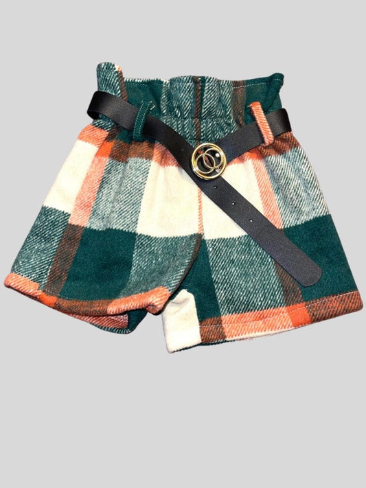 Fashionably, BBK! Shorts 4Y Girls Christmas Plaid Paperbag Shorts