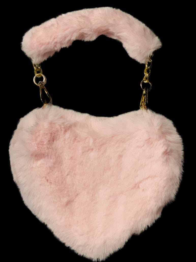 Fashionably, BBK! Soft Pink Heart Me Faux Fur Crossbody Bag
